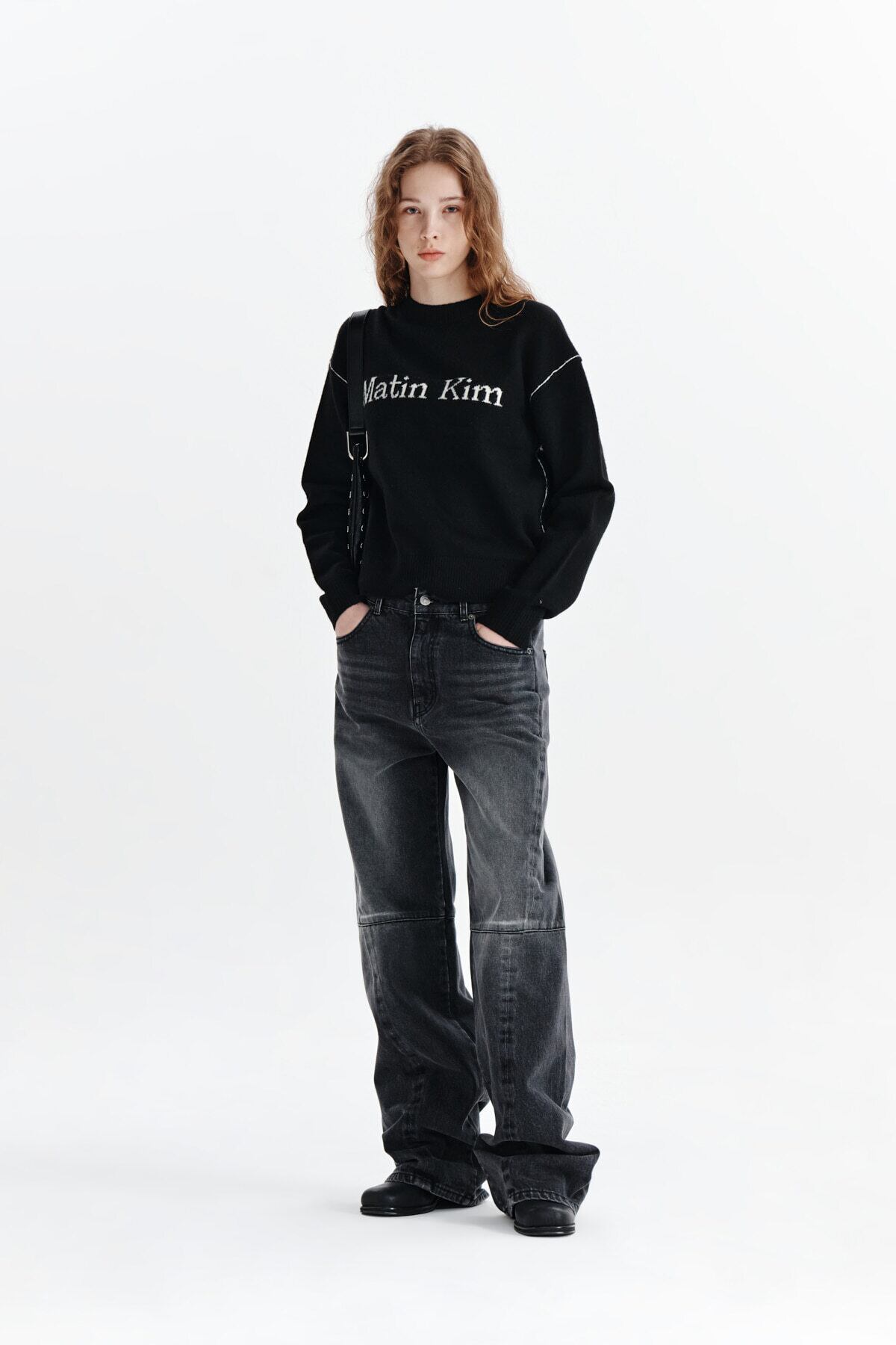 Matin Kim] SIDE WASHED DENIM PANTS IN BLACK 正規品 韓国ブランド