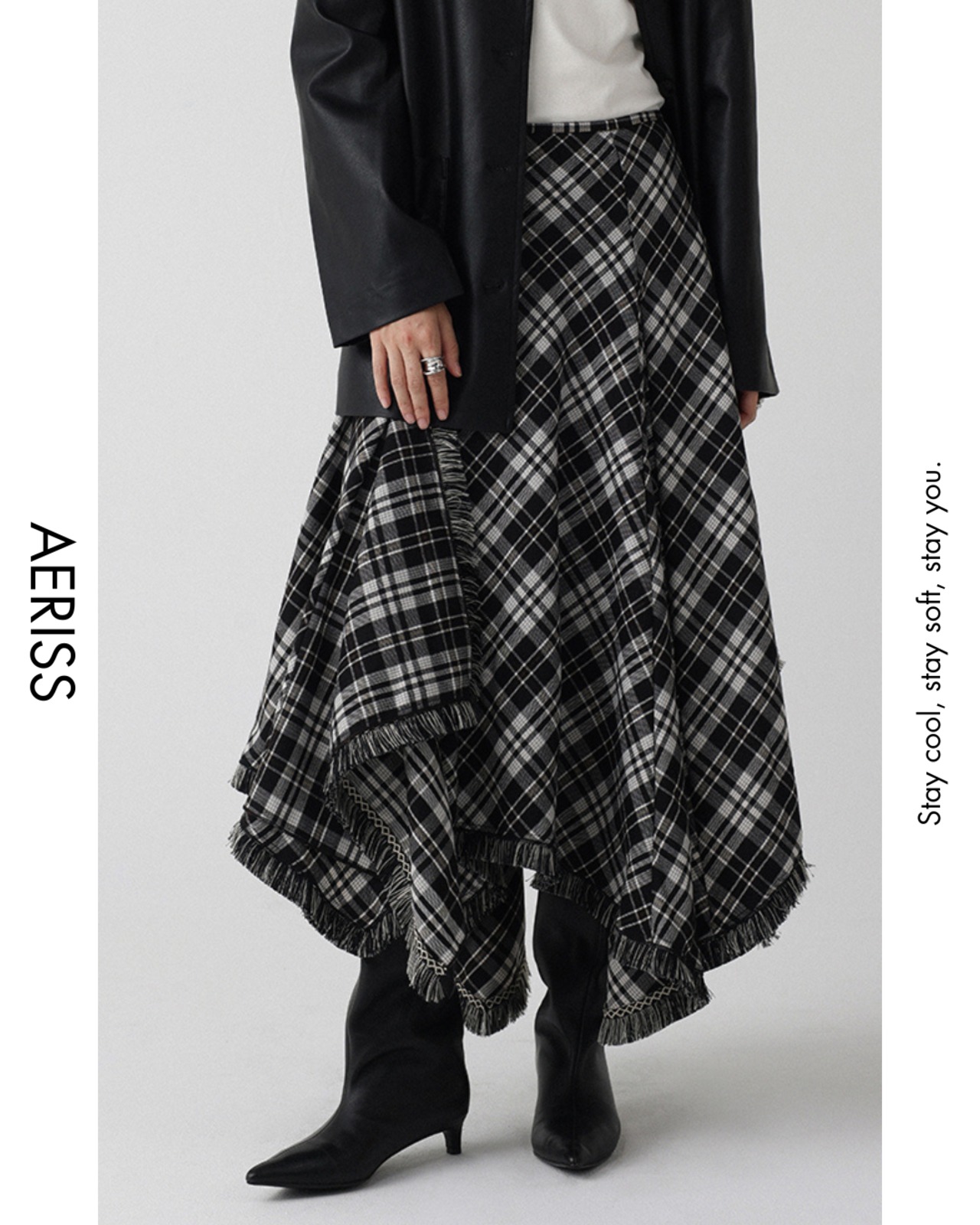 エッジフリンジ チェックAラインスカート A0733 - 2
