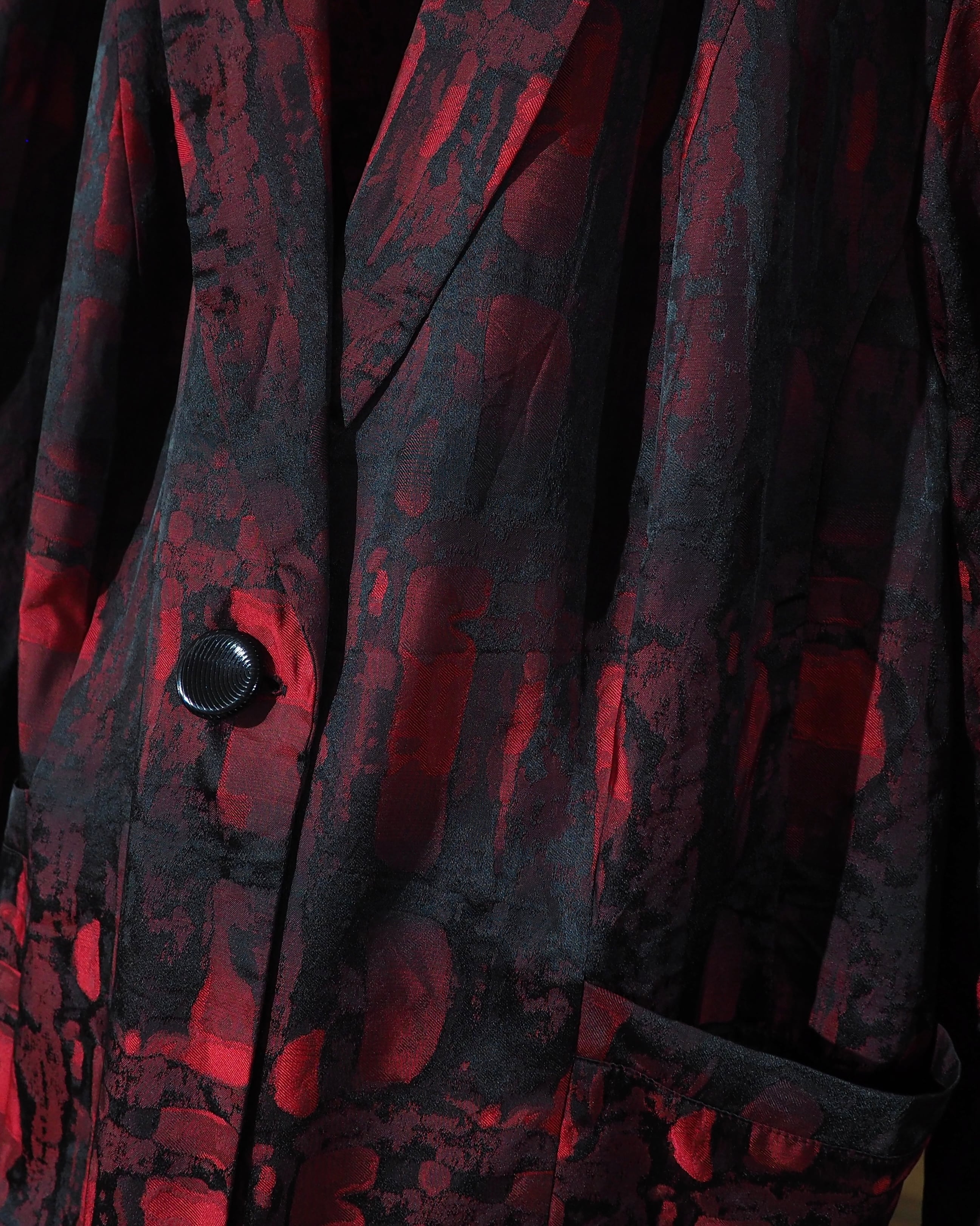 " 深紅 " Scale Embossed pattern Vintage loose Easy Tailored jacket
