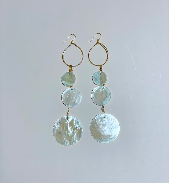 shell 3peace pierced earrings  -on the beach-
