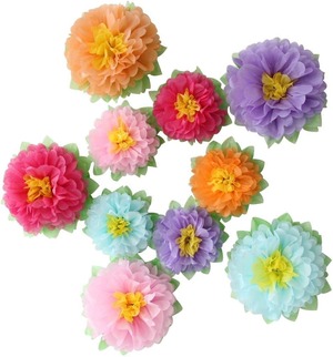 【在庫処分】LIHAO ペーパーフラワー 飾り付け 花 夏 飾り デコレーション 10個入 お花紙 夏祭り 誕生日 イベント パーティー 100祝い 飾りつけ