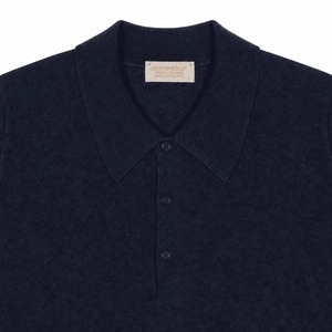 ★定価131,560円・新品未使用★ジョンスメドレー TOBY トビー 至高のシルク×カシミヤ 長袖ニットポロシャツ ロイヤルネイビー Sサイズ