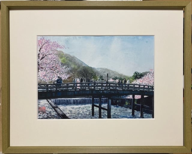 絵画 風景画 日本の城 長野県松本城 インテリアアート額付き 水彩画