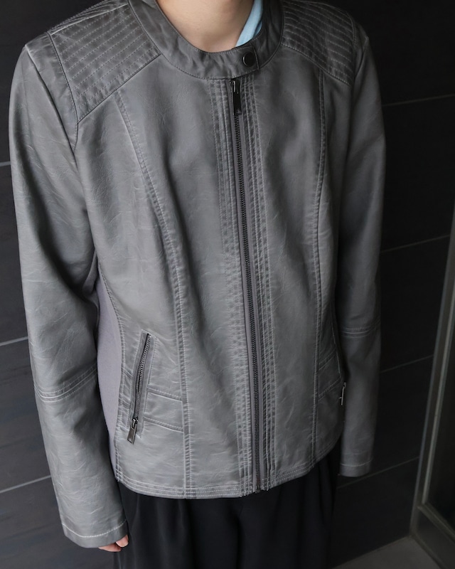 grey single riders jacket