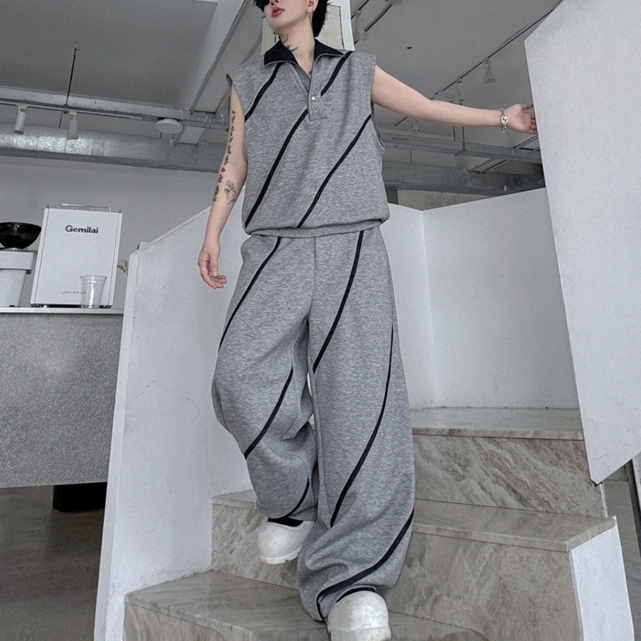 Diagonal Panel Wide Pants Set　TB2412・画像2