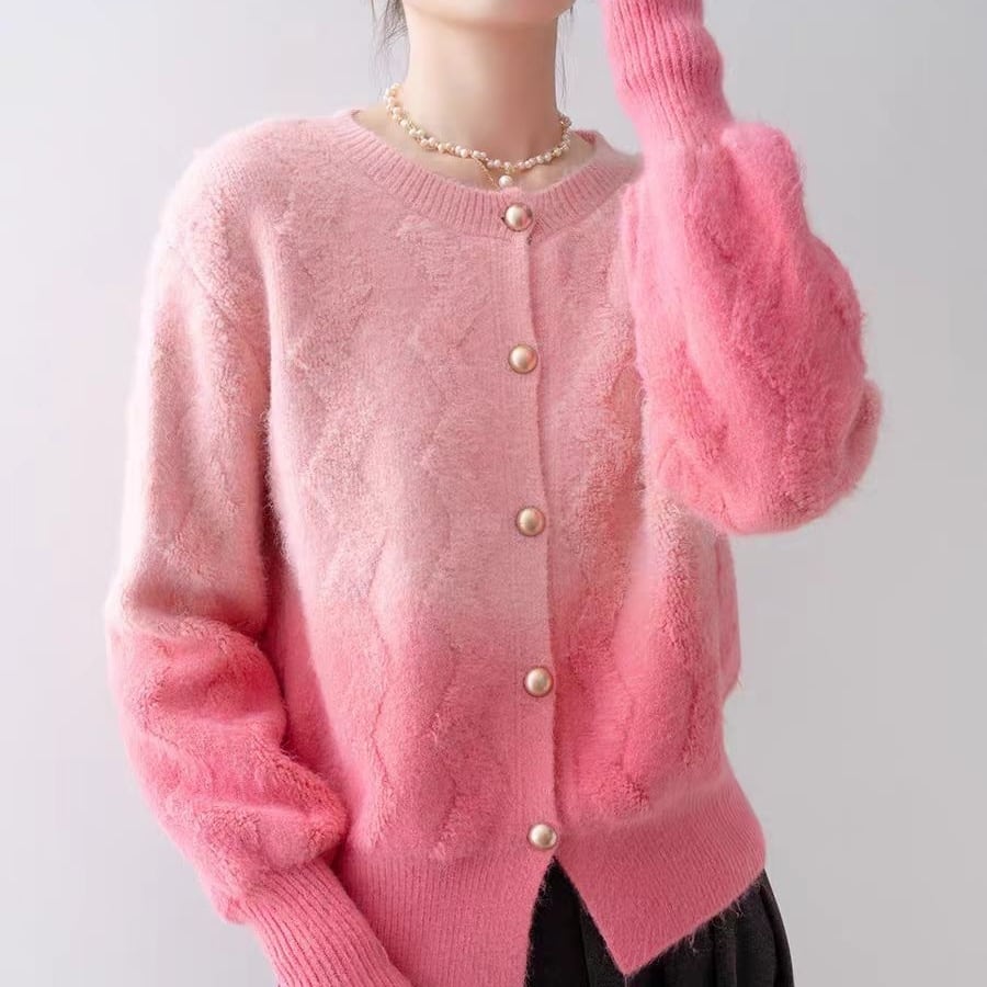 【新品】レオナール　2023　カーディガン　ビジュー　カンカン　ピンクトリム Cardigan | Frurue