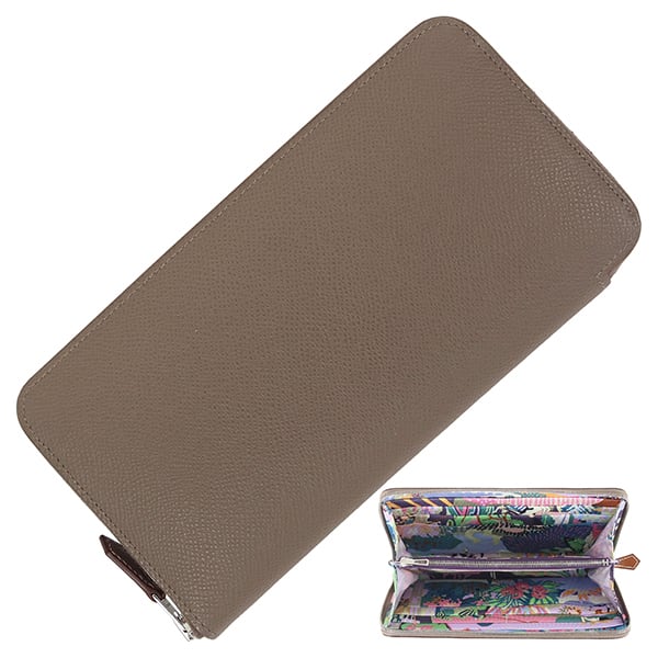 Used HERMES エルメス 財布 アザップ シルクイン ロング 自由に エプソン エトゥープ カシス ヴェールフィズ 長財布 ウォレット ラウンドファスナー 超美品