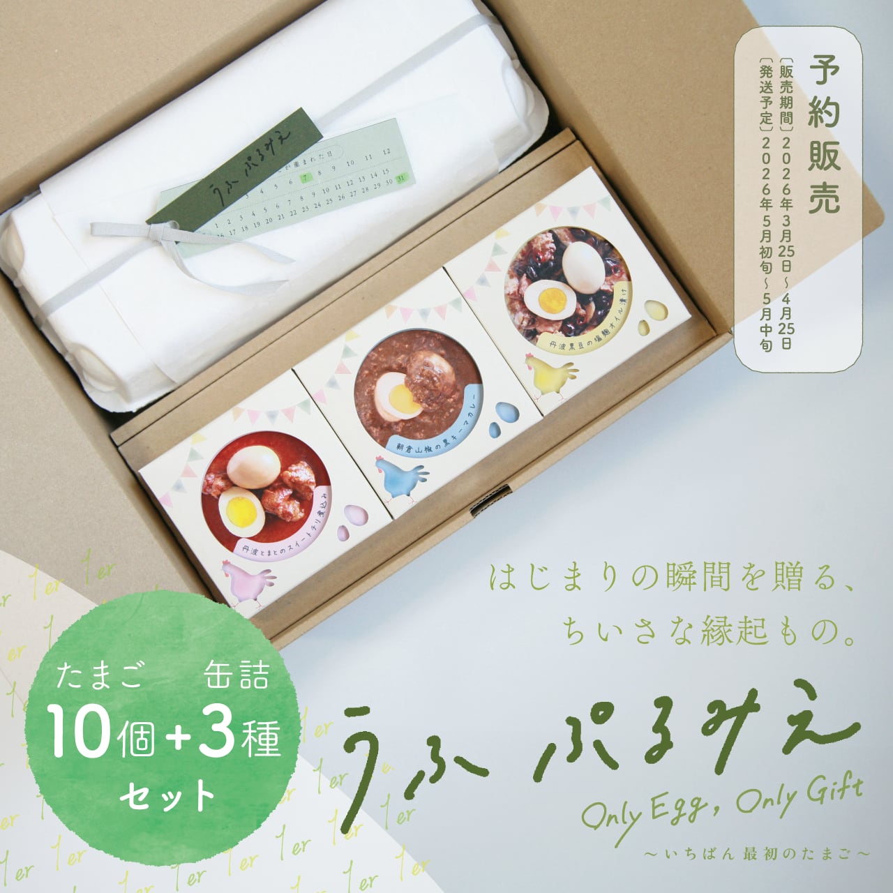 【5月初旬～中旬お届け】うふ ぷるみえ10個＋缶詰3種セット