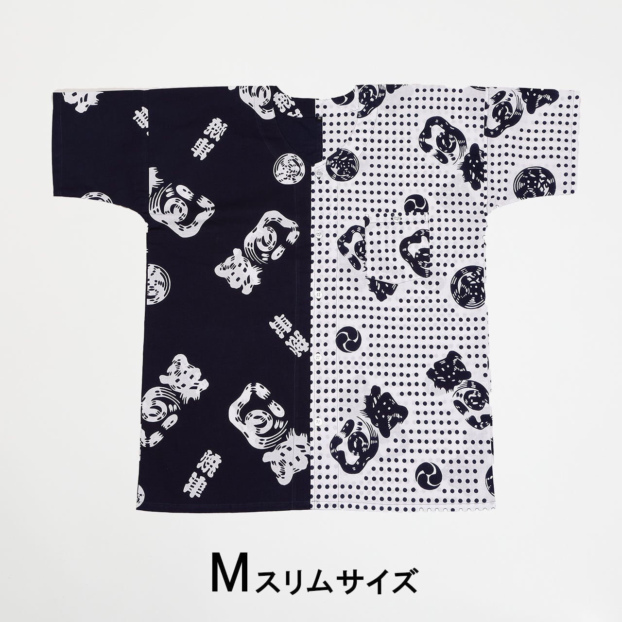 魚河岸シャツ 【品番 40015‐Mスリム】【焼津紺1+豆絞り紺1】