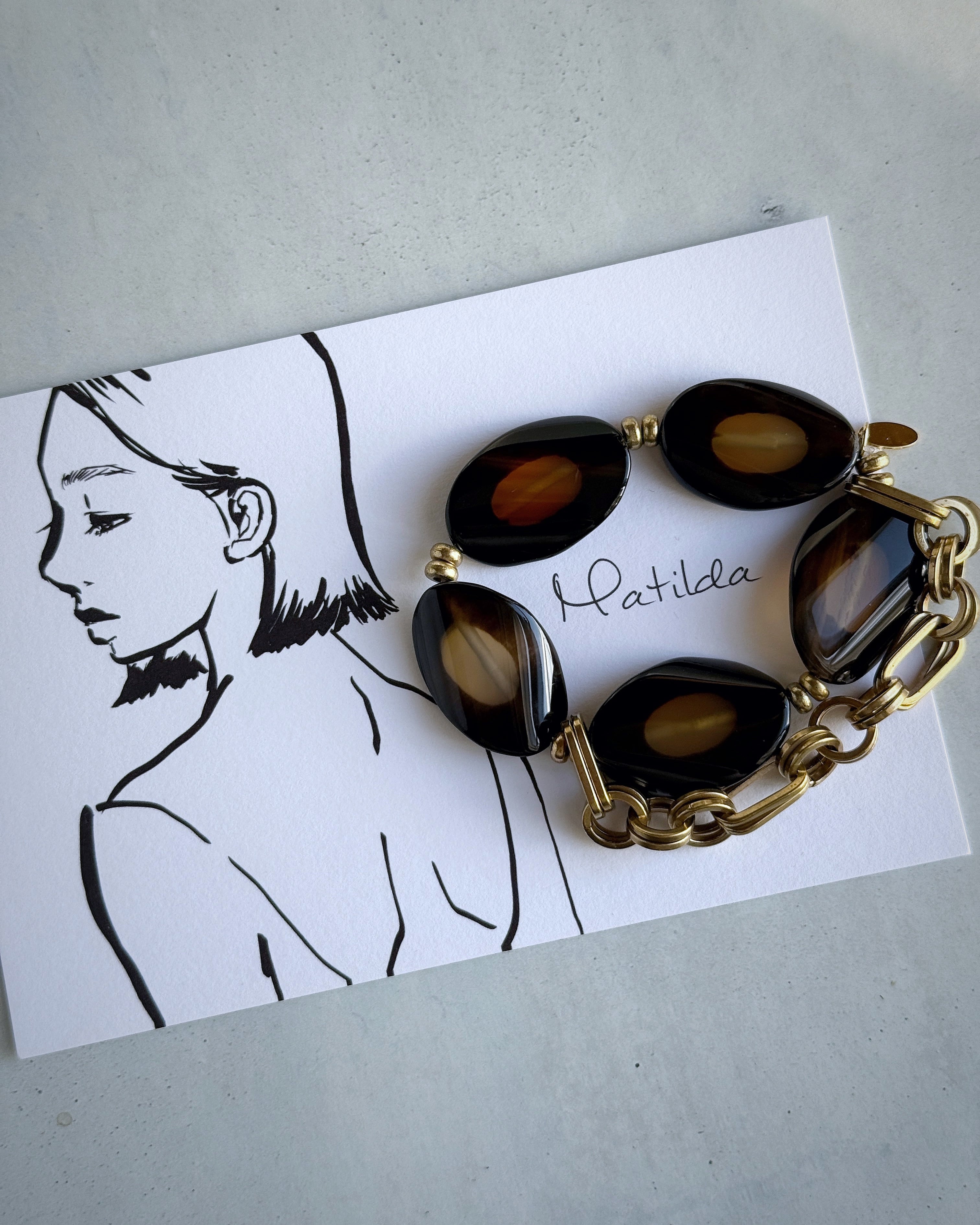 Chain & stone bracelet(アイアゲート)