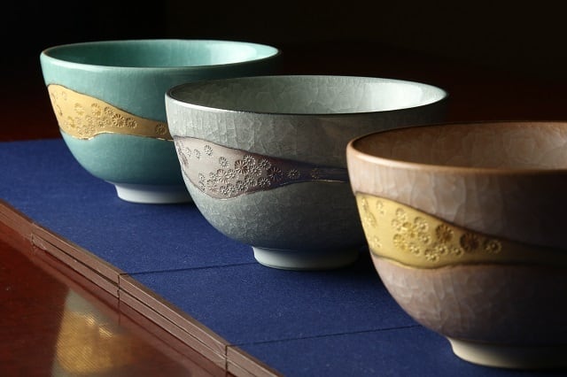 624>氷裂茶碗<ピンク金彩> 清水焼 | 陶香堂オンラインストア