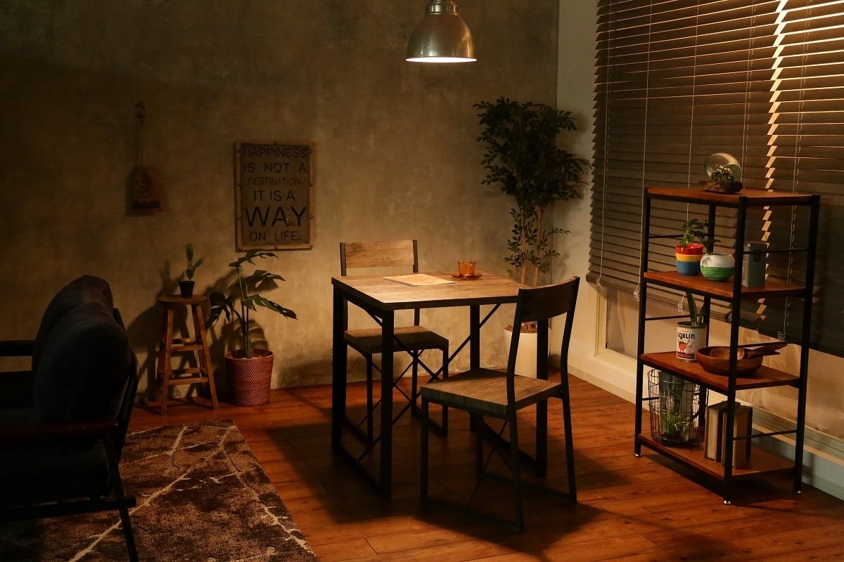 3点セット】courage 幅70cmテーブル+チェア2脚 ブラック