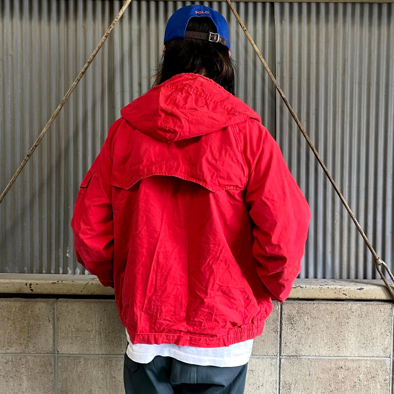 ポロラルフローレン フード付き スイングトップ メンズL 古着 Polo Ralph Lauren コットンパーカー レッド 赤色【ブルゾン・ジャケット】【AL20】 | cave 古着屋【公式】古着通販サイト powered by BASE