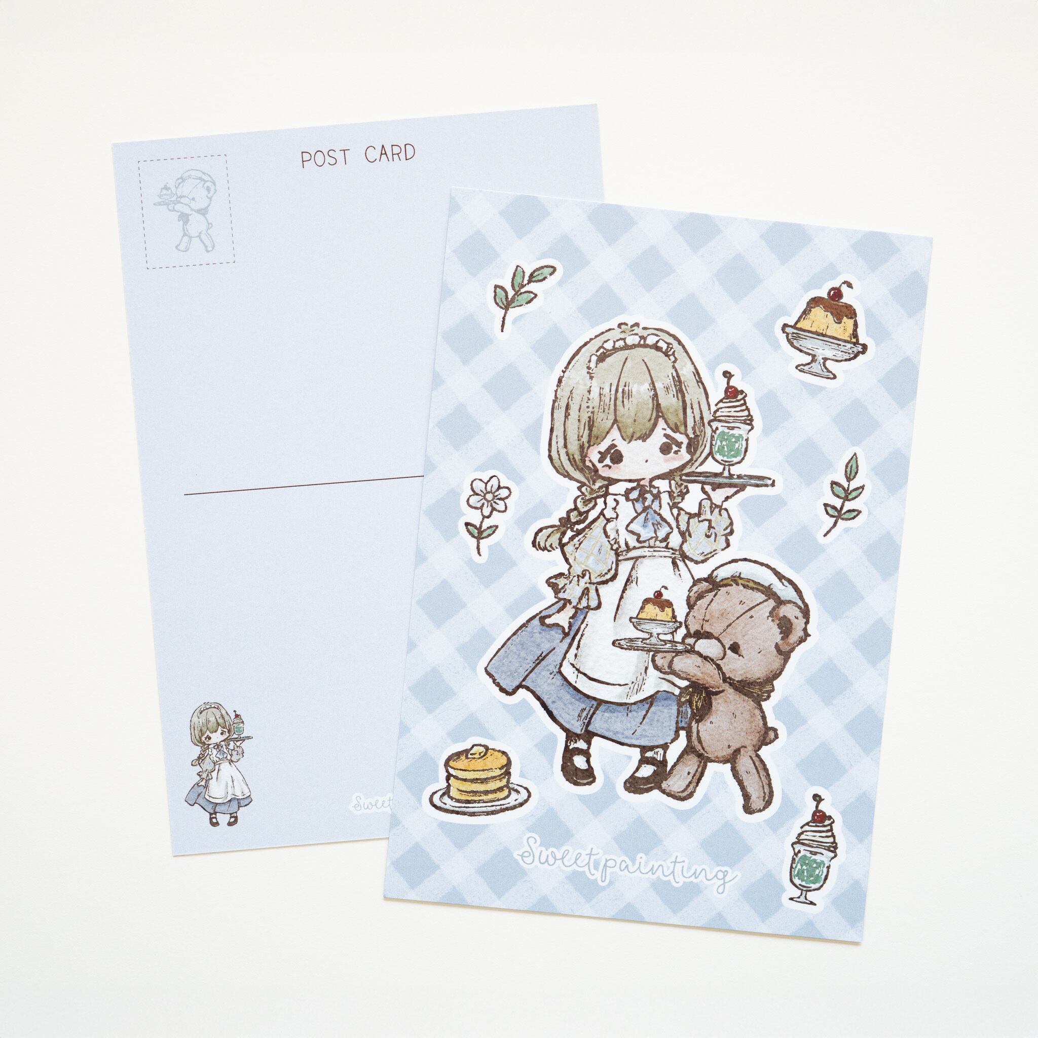 ポストカード - ハートテディベア 【Sweet painting】 | くまと女の子