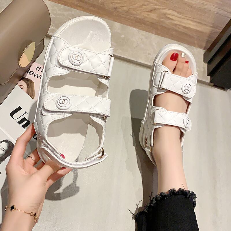 サンダル女性2020新しい夏のファッションカジュアルinsタイドフラット女性の靴底マフィン厚底ビーチシューズ 部族の婦人靴0327224