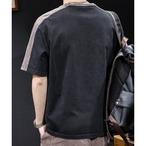 Line Design Patchwork Oversized Crew Neck Short Sleeve T-Shirt ◇2color H0458