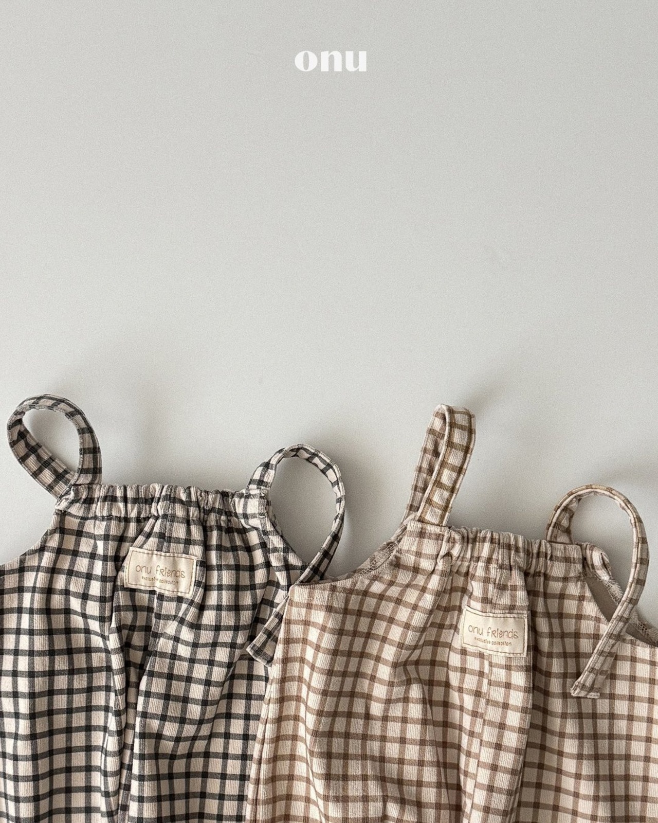 ONU［取寄］check shirring overalls 26winter