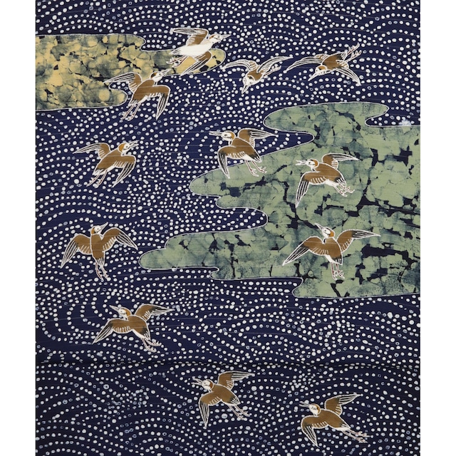 手描き友禅 染名古屋帯「干潟に千鳥」