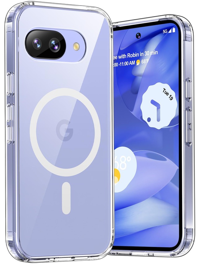 Aunote Google Pixel 9a ケース クリア Bayer TPU製 & MagSafe対応 ワイヤレス充電対応 耐衝撃 傷防止 薄型 スマホケース グーグルピクセル9a ケース ハード 透明・ホワイト