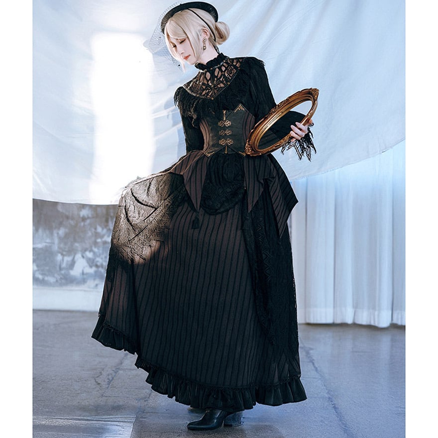 withU ゴスロリ ワンピース ゴスロリ通販 With U 地雷系 ワンピース 長袖 Aライン シアー