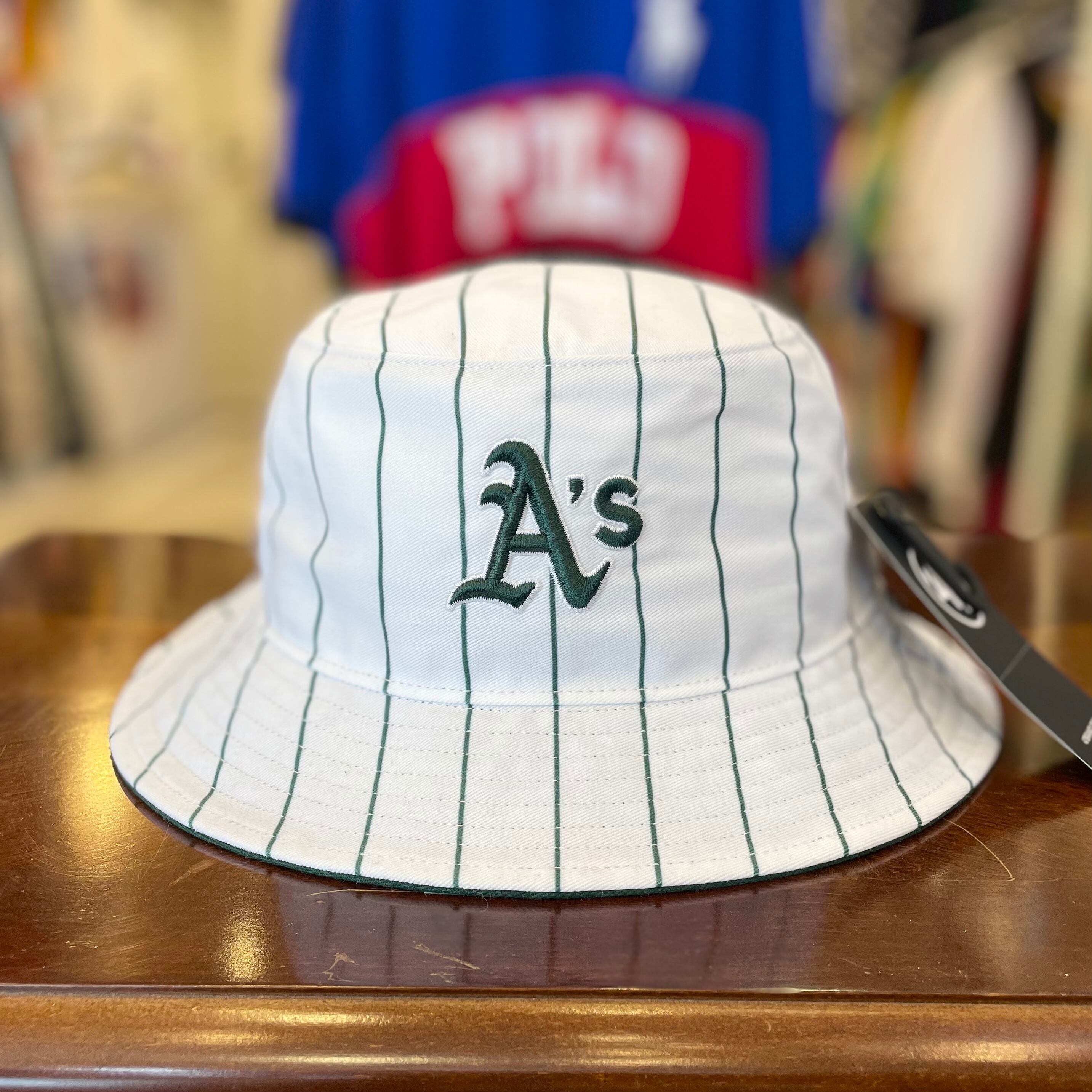 '47 フォーティーセブン MLB Oakland Athletics オークランド アスレチックス Pinstriped Bucket Hat  ピンストライプ バケットハット