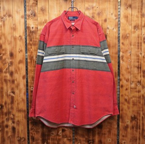 90s Polo Ralph Lauren ネイティブ ボーダー シャツ XL/ラルフローレン