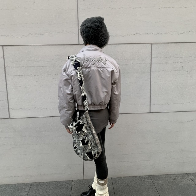 merakおしゃれなタッセル切り替えショルダーバッグ