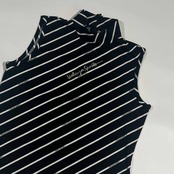 VALENZA SPORTS バレンザスポーツ ボーダー ラインストーン ノースリーブカットソー 40/ブラック レディース