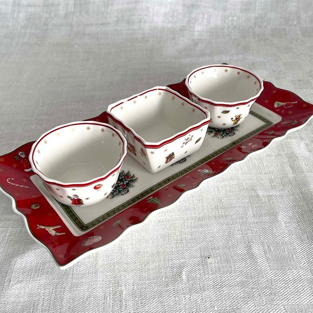 ビレロイ＆ボッホ　ノエル　クリスマスプレートと小ボール3個セット　ディップボウル　Toys Delight　箱付き 12twdt13