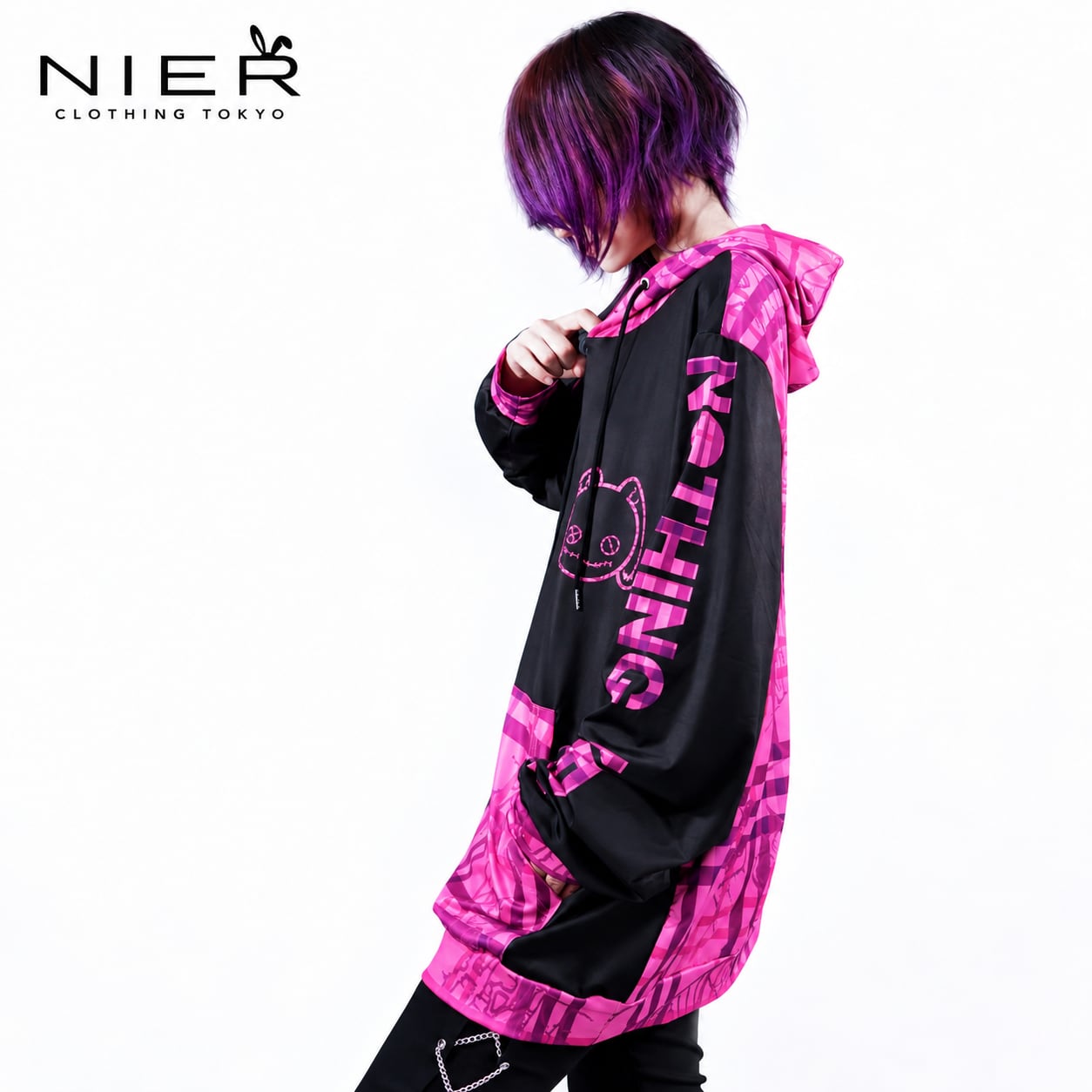 PATCHWORK PINK CHECK HOODIE. | NIER CLOTHING