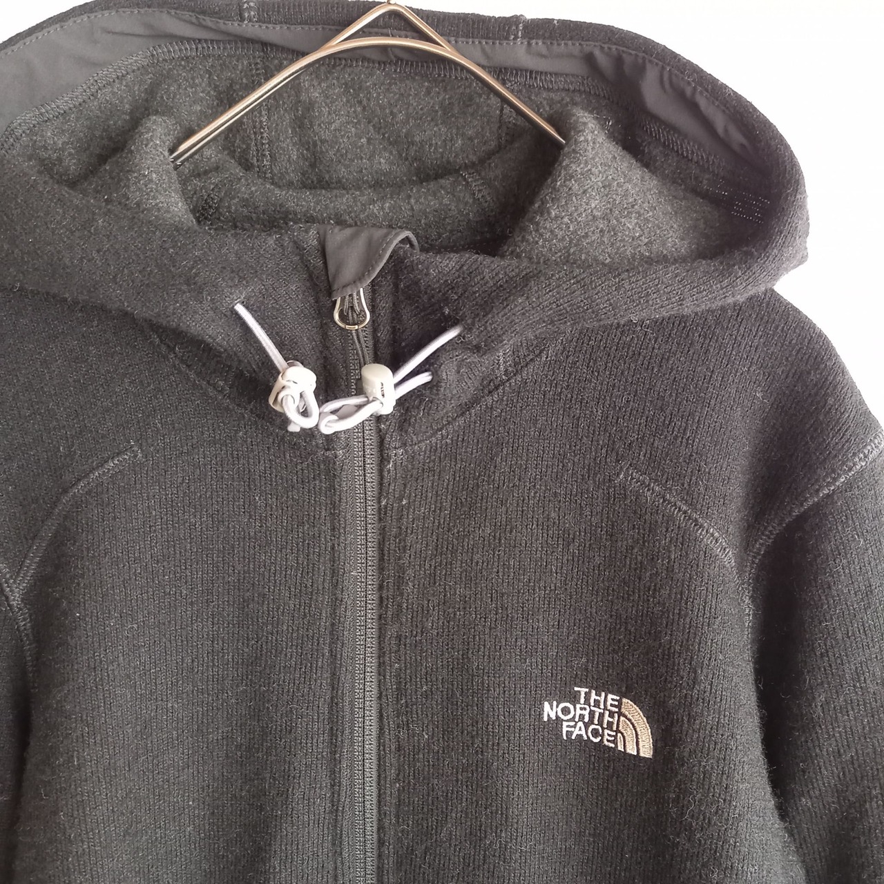 ノースフェイス　ウール　パーカー　ニット　裏起毛　ブラック　S/P
