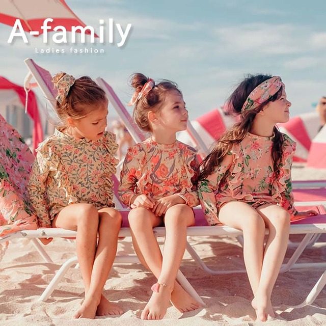 6 ビキニ水着 子供 女の子 水着 キッズ水着 みずぎ 子ども2点セット 水着 長袖 ラッシュガード スクール水着 スイムウェア パンツ セパレート キッズ プール フリル 子供 ボタニカル柄 ビキニ水着 花柄 タンキニ ジュニア 女の子 ガールズ 子ども用 A Family えぇ