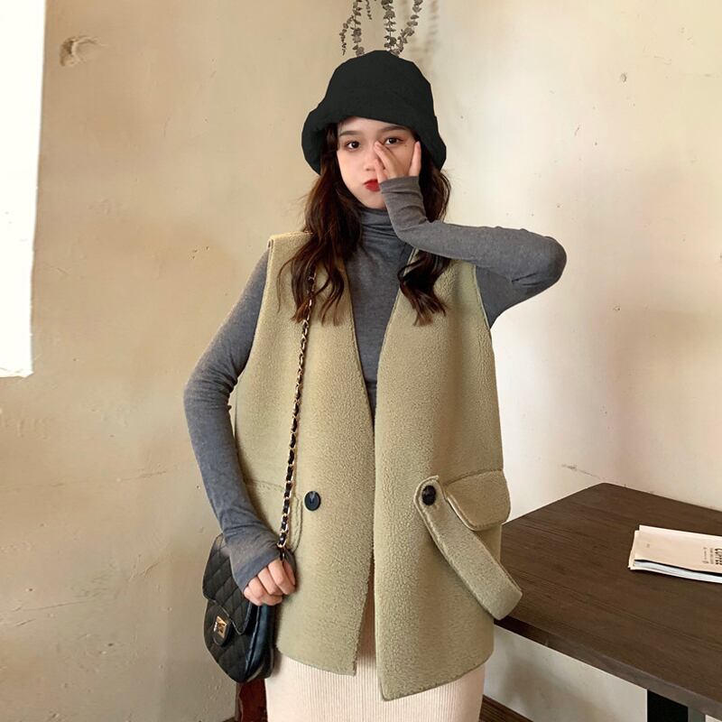 スタンダードノースリーブレディースオータムウィンタールーズVネック レトロ 秋物 冬物 YY-ファッション66251290701