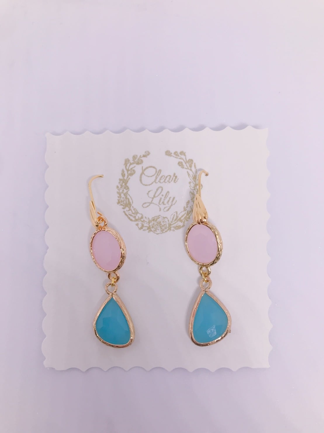 pink and blue pastelcolor pierced earrings♡ピンクとブルーの