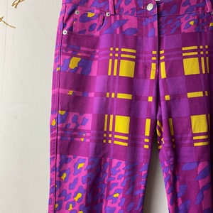 vintage CHRISTIAN DIOR animal pattern over print check flare pants
