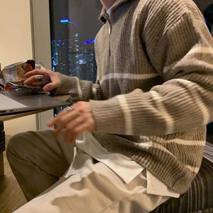 ボーダージップアップニット　MT0080085