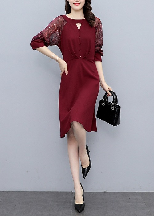 【大きいサイズL-5XL】【秋冬新作】ファッションワンピース♪アカ/ブラック2色展開◆#scimti-250227