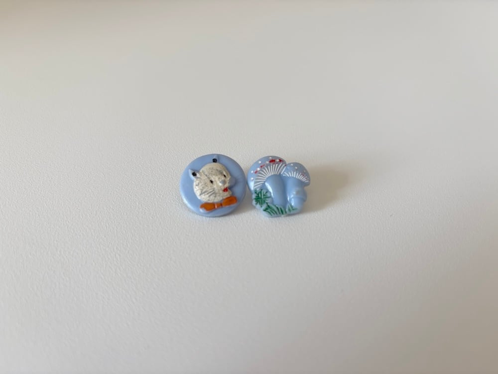 【フランス】猫とキノコのボタンセット