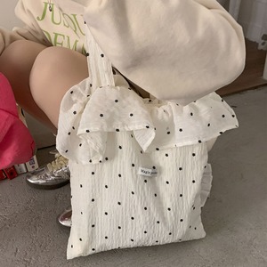 dot frill chiffon tote bag J00303