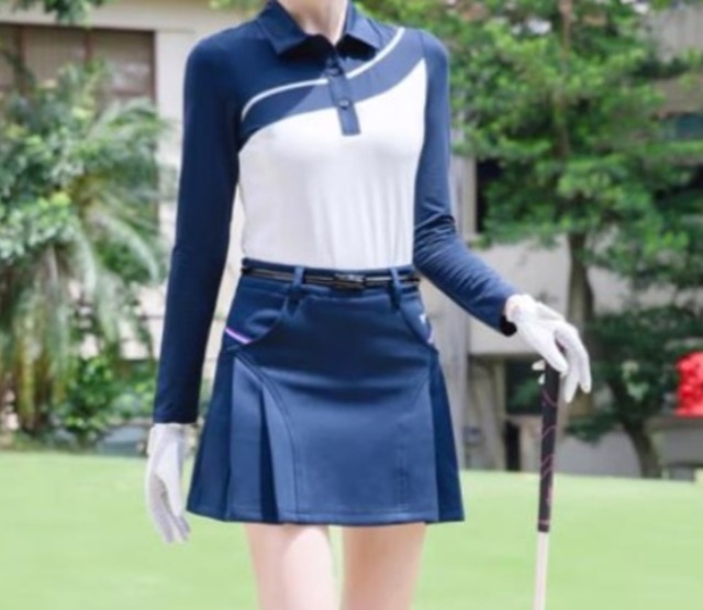 ゴルフウェア スポーツウェア シャツ レディース ガールズ ゴルフ スポーツ 春夏 ポロシャツ 長袖 コントラストカラー Tシャツ 球技 カジュアル