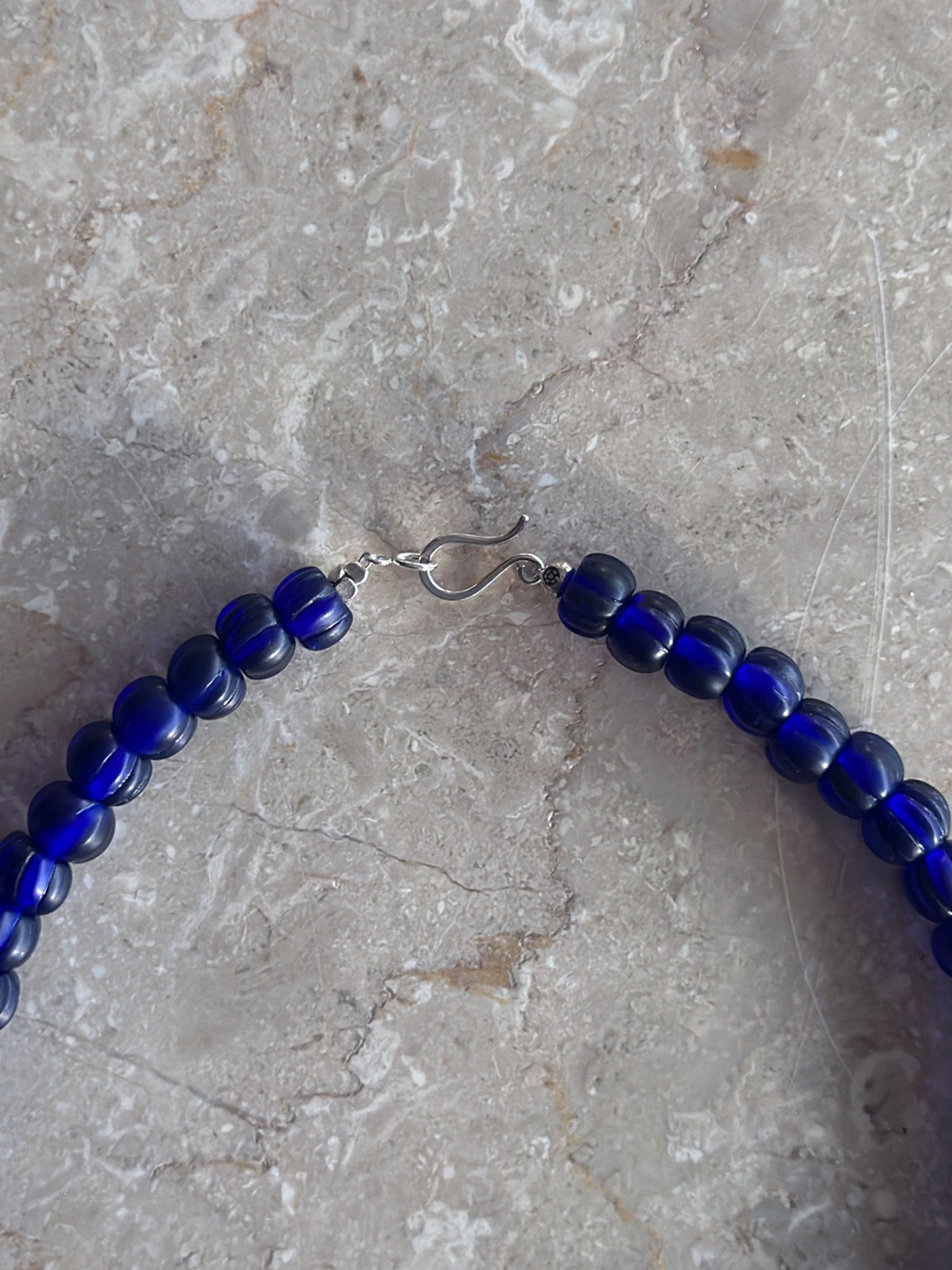 tay Original/Vintage Naga & Karen silver beads necklace (Blue)