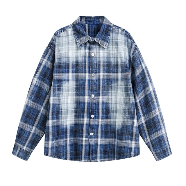 Vintage wash gradient check shirt