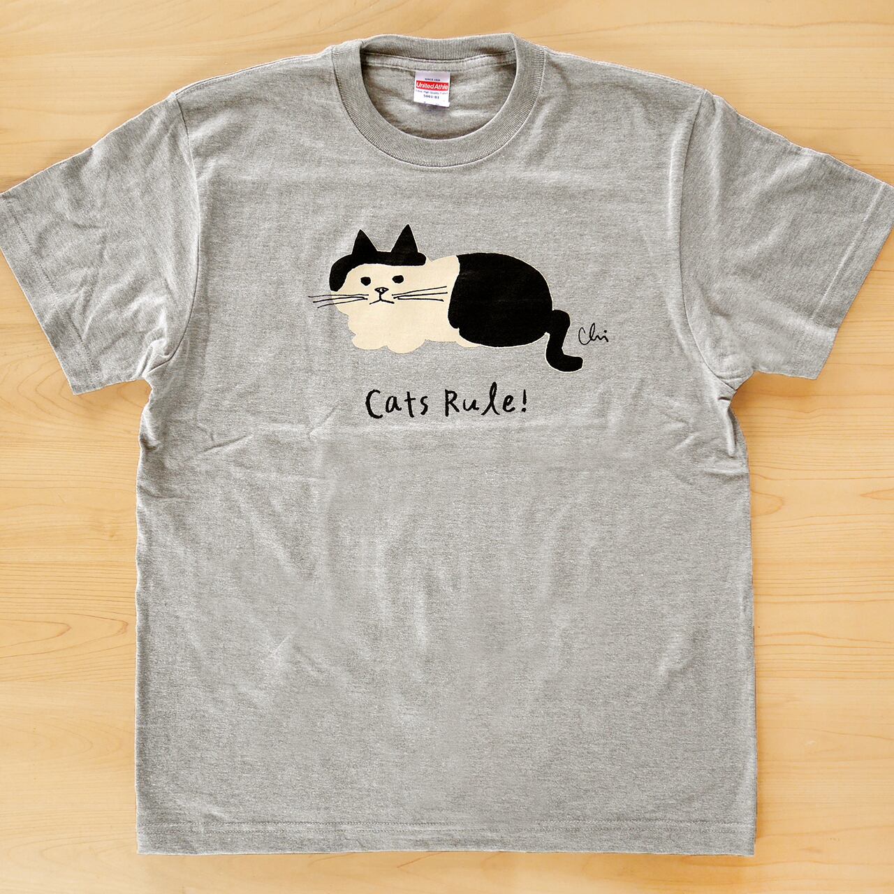 Tシャツ「前髪猫」 ミックスグレー | necoya