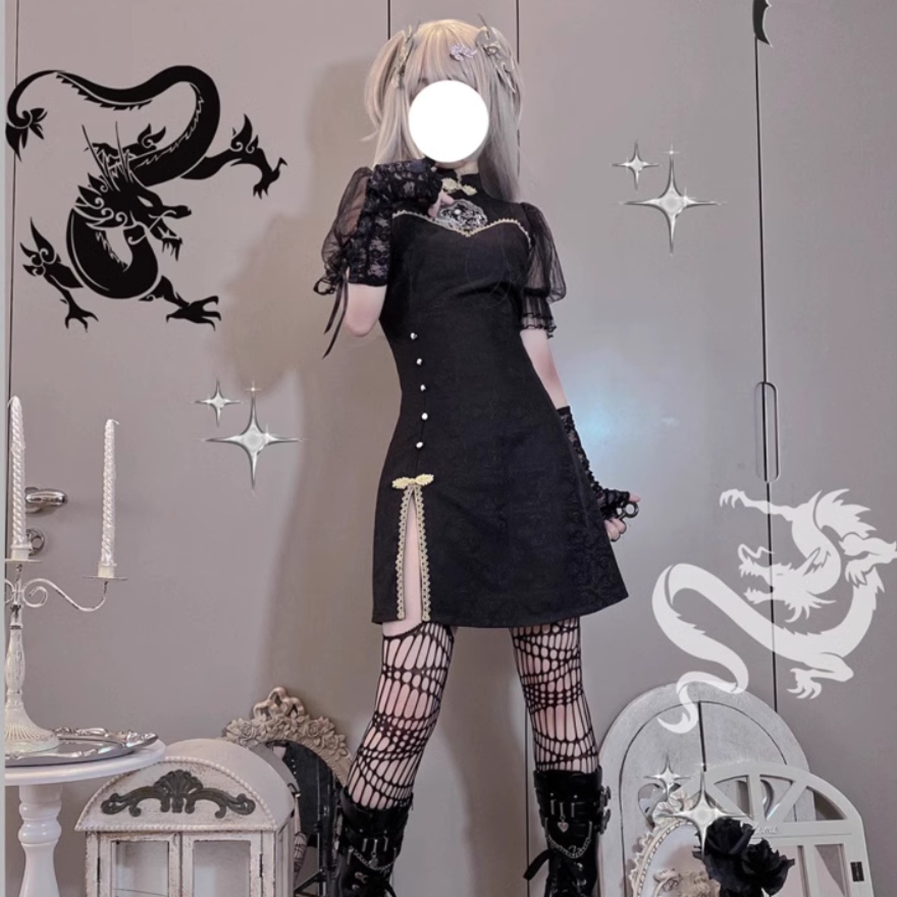サブカル系 地雷 チャイナ服 ワンピース 中華ドレス 病み可愛い