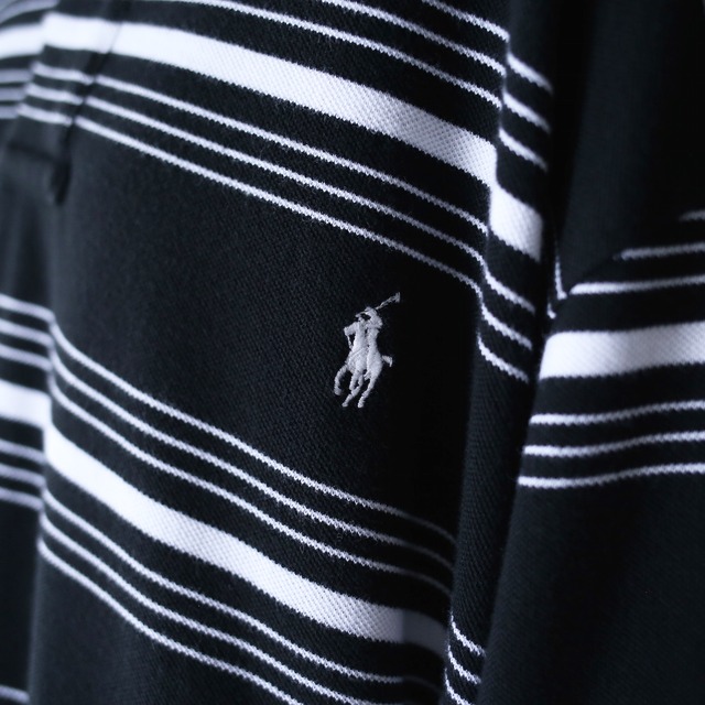 "Polo by Ralph Lauren"  XXXL over silhouette black × white border h/s polo shirt