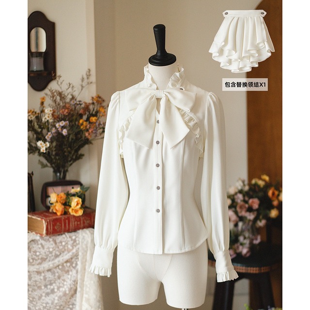 クラロリ ブラウス ネックリボン エレガント 控えめ アラサーファッション Forestシリーズ