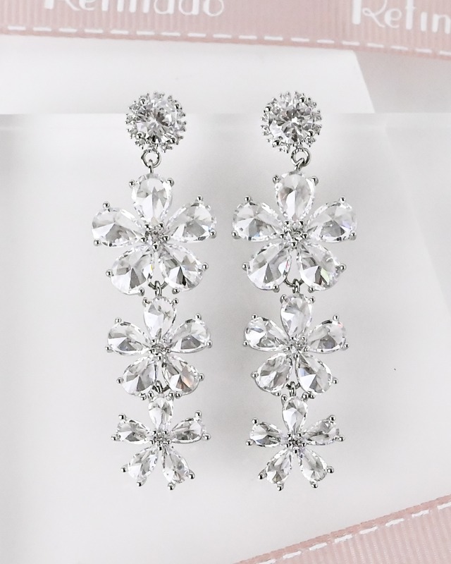 ロング フラワービジューピアス/イヤリング【AE2604-18】