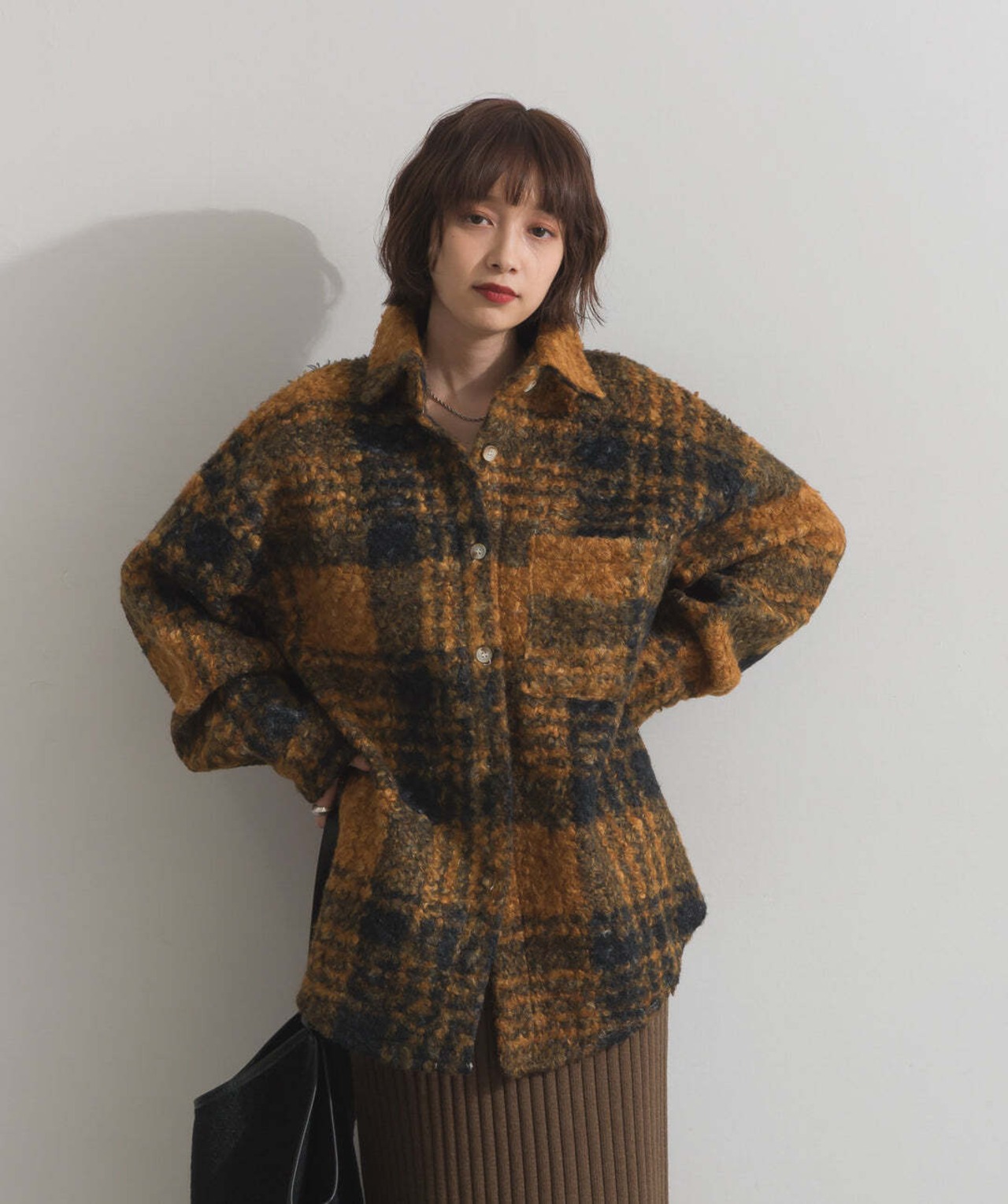 HD2510027 起毛チェックCPOシャツジャケット brown