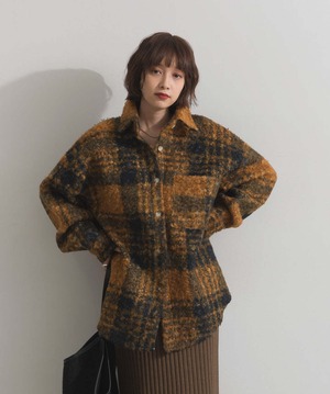 HD2510027 起毛チェックCPOシャツジャケット brown