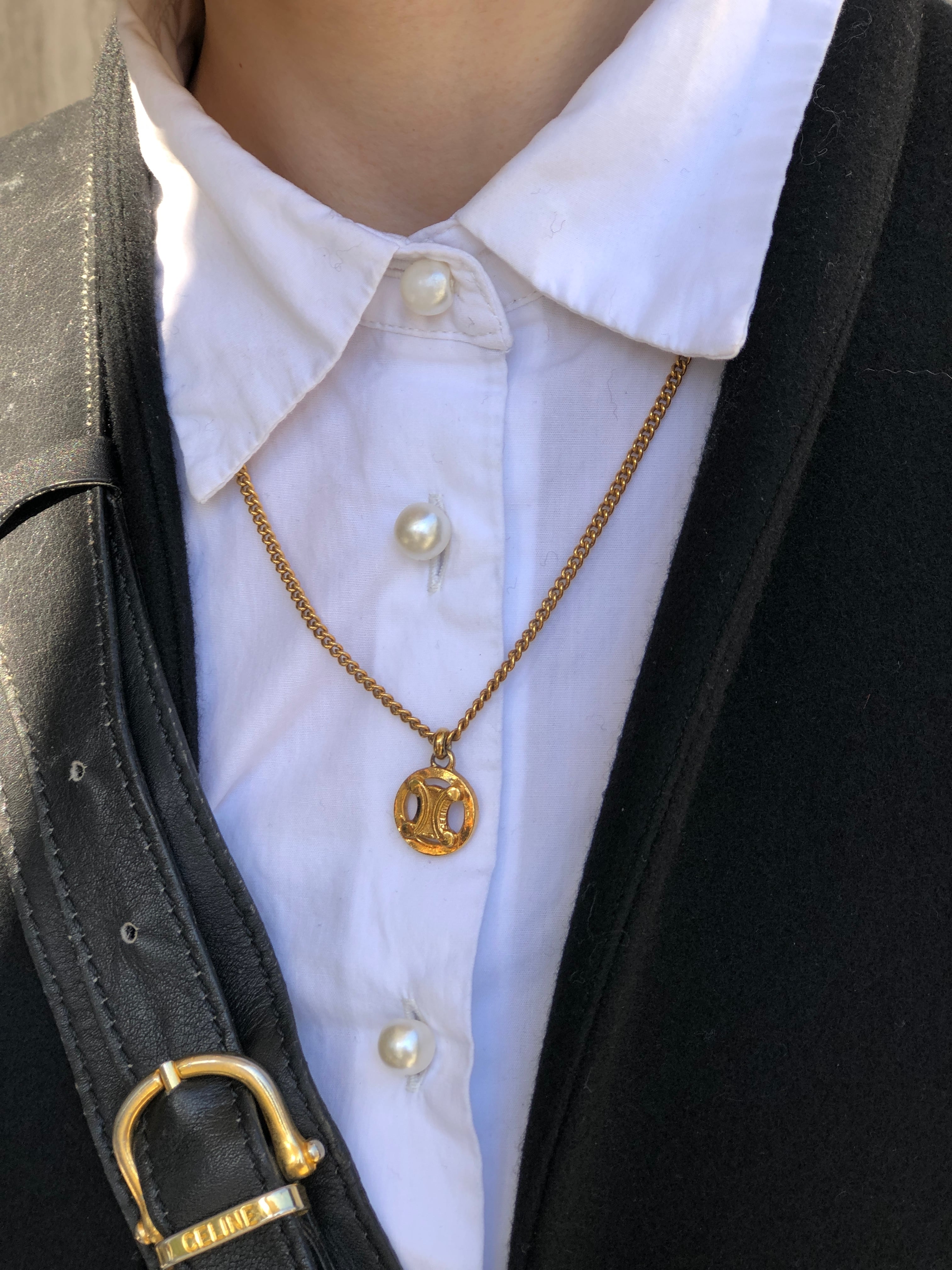 CELINE セリーヌ ネックレス ゴールド ブラゾン マンテル vintage